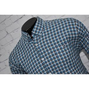 Fish Hippie Button Down Men XL Blue Plaid Tailored Fit Cotton Long Sleeve Shirt